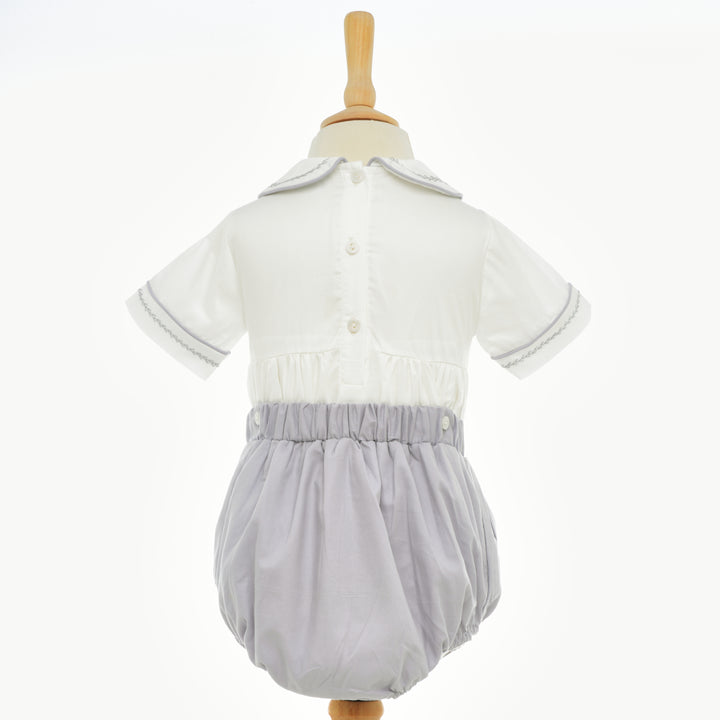 Ocean Baby Boy's Platinum & Powder Blue Sateen Buster Suit (NB-3Yrs)