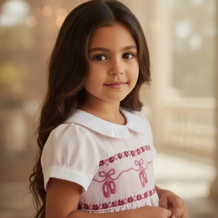 girls smocked pink cotton baby dress