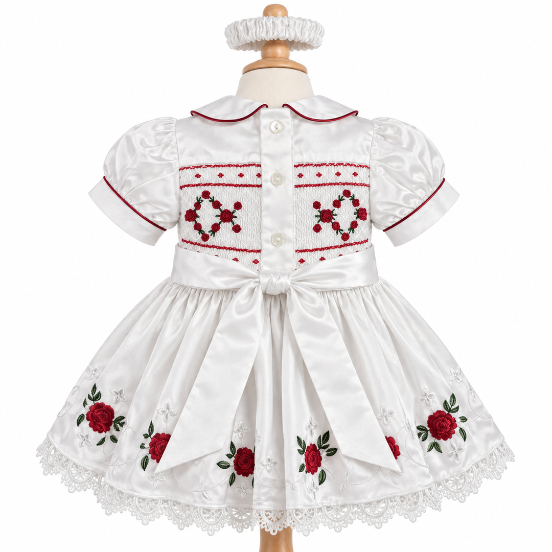 Ocean Baby Girls 'Snow Berry' Smocked Petticoat Layered Dress (NB-10Yrs)