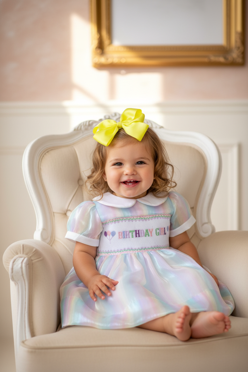 Ocean Baby Birthday Girl Smocked Multicoloured Petticoat Layered Dress - (12M-10Yrs)