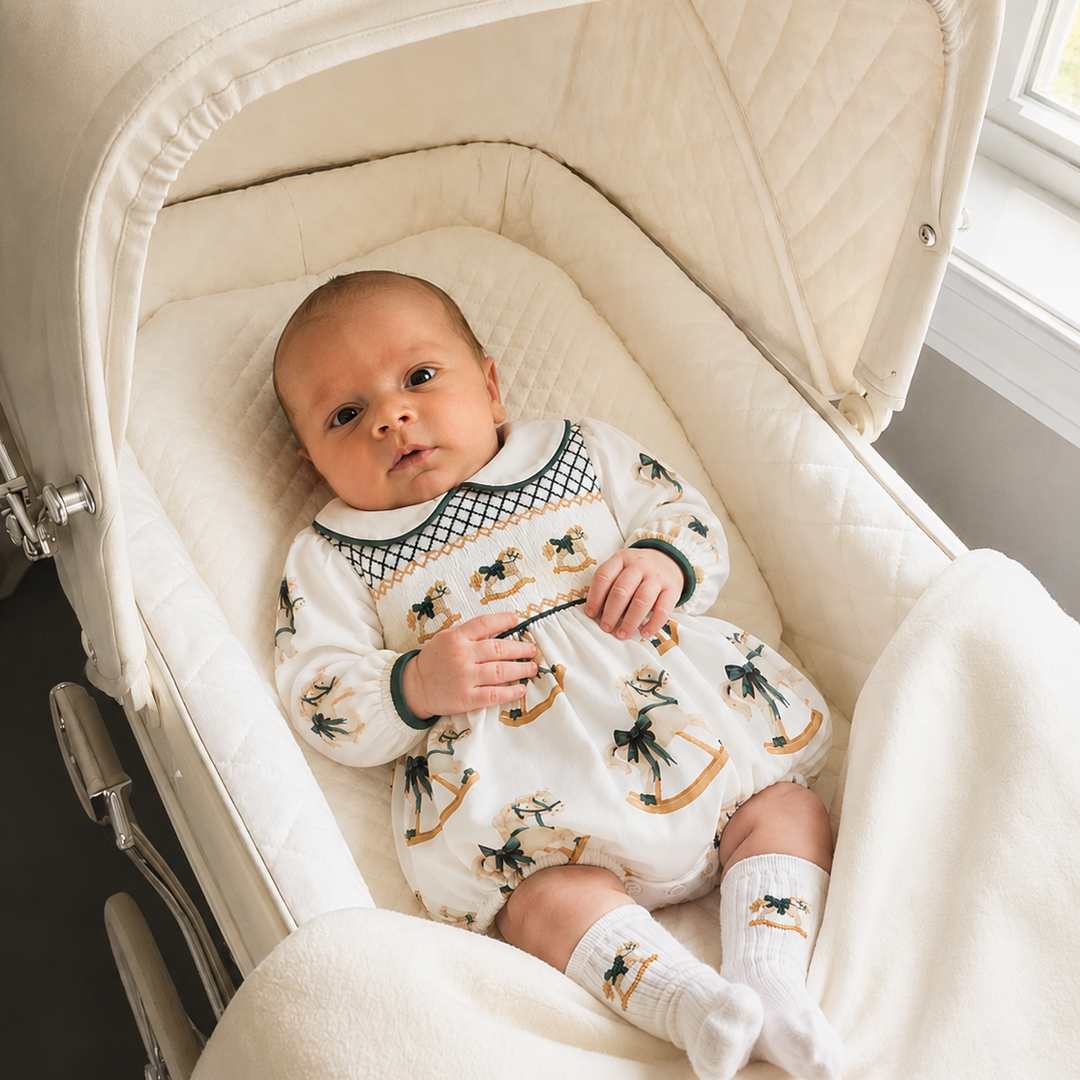 Ocean Baby 'My Little Emerald Treasure' Smocked Bubble Suit Set (NB-2Y)