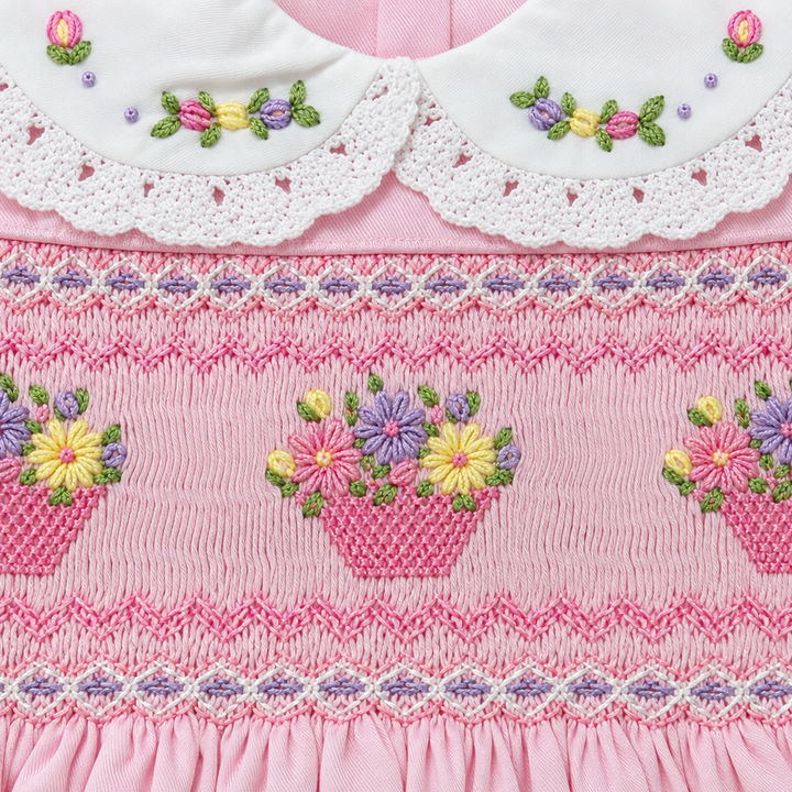 Ocean Baby Girls 'Lotus Basket Berry' Smocked Petticoat Layered Dress (NB-10Yrs)