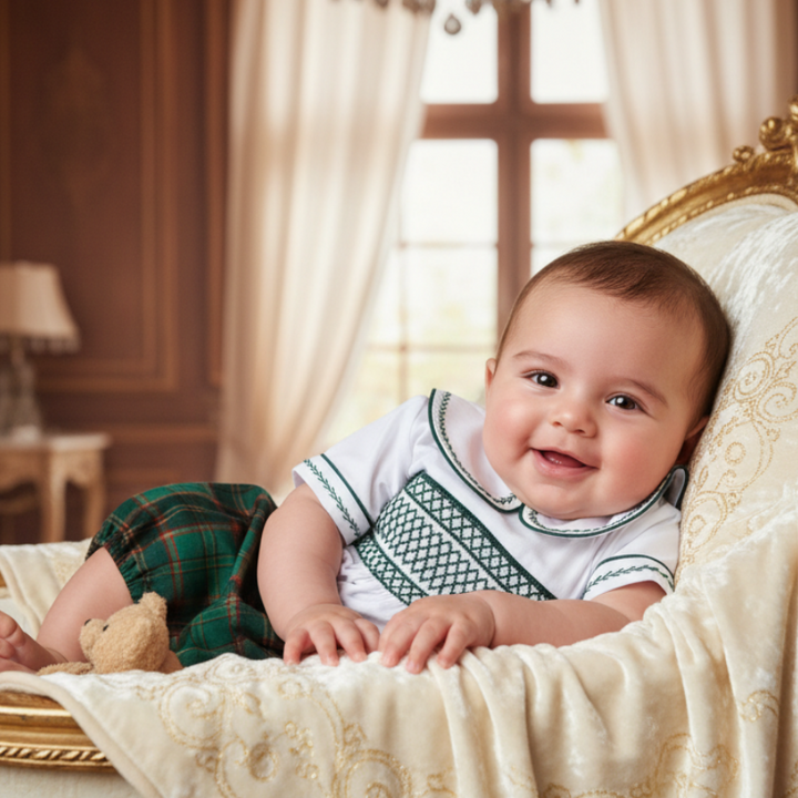 luxury smocked baby boy outfit