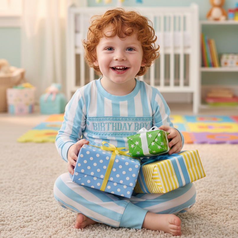 Smocked Birthday Boy Pj's (9M-5Yrs) Blue/White