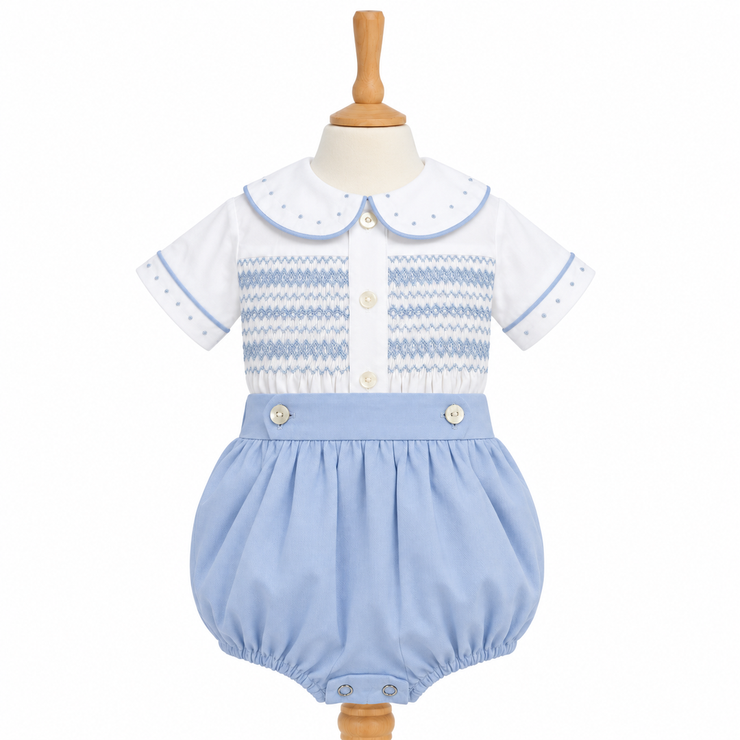 Ocean Baby Boys 'Harbour Blue' Spanish Style Smocked Outfit Set (NB-3Yrs)