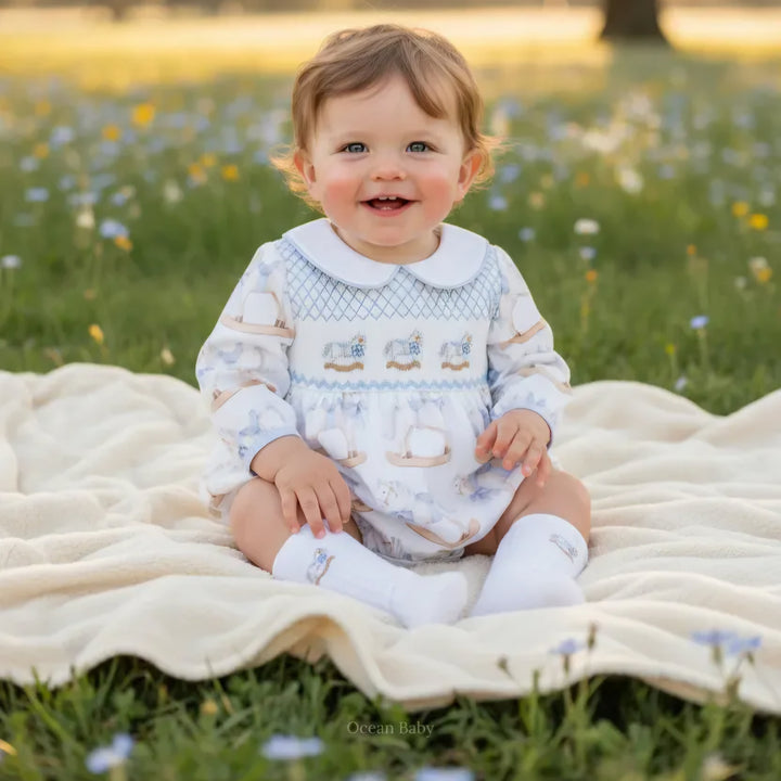Ocean Baby 'My Little Rocking Horse Treasure' Smocked Bubble Suit Set (NB-2Y)