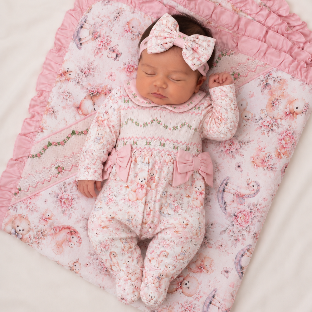 baby girls smocked sleepsuit baby onesie