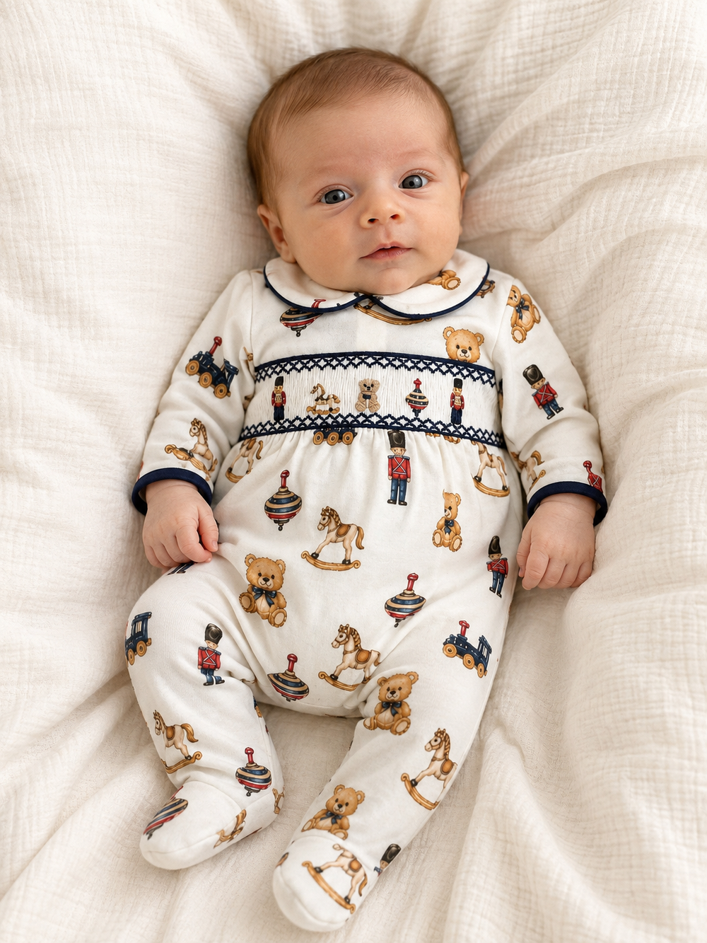 baby boys smocked onesie 