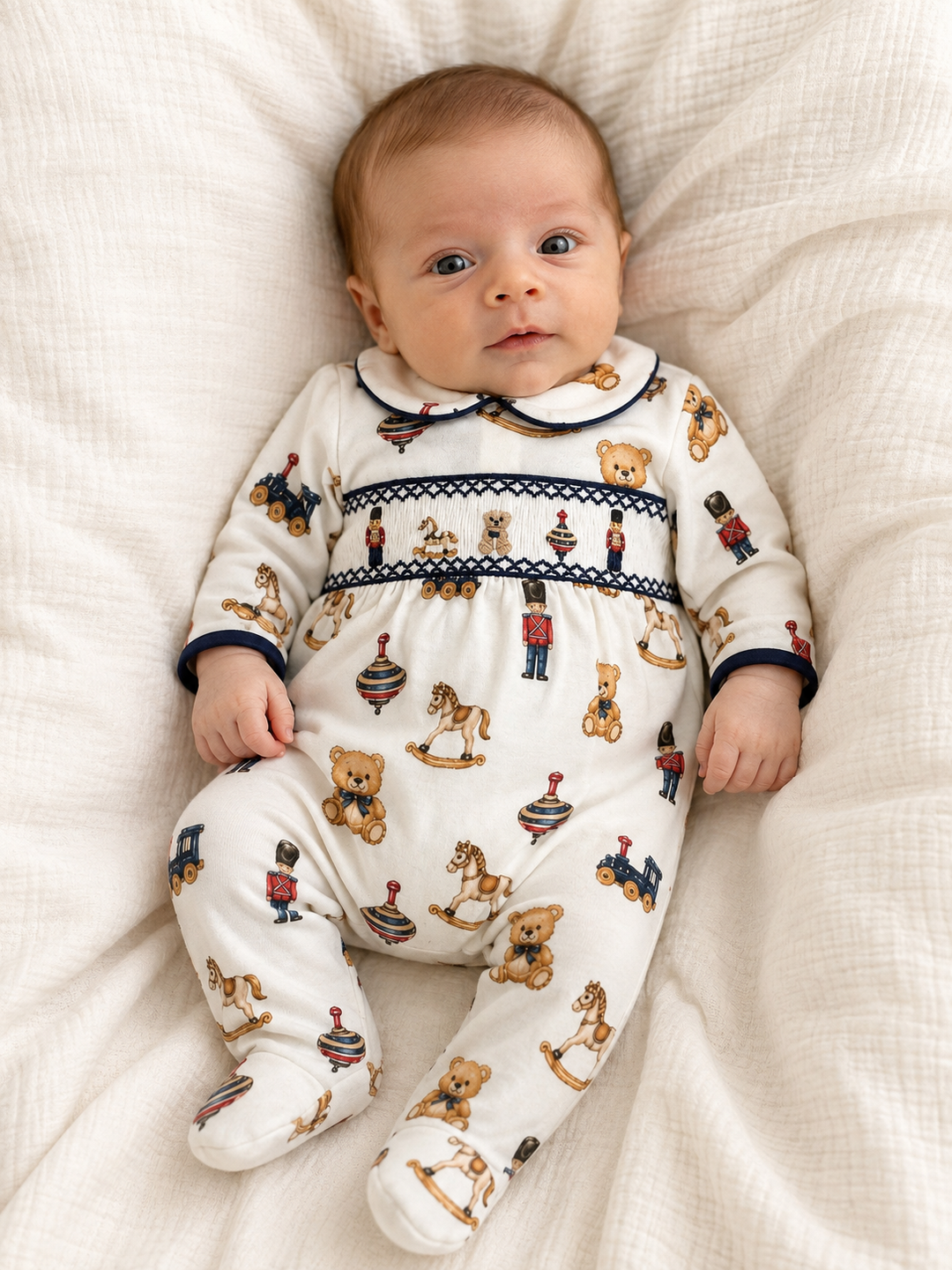 baby boys smocked onesie 