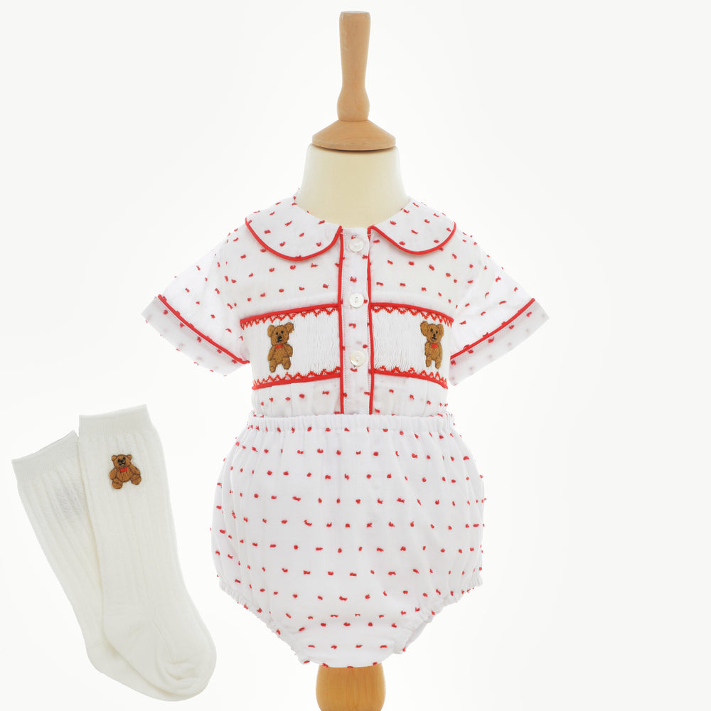 baby boys smocked suit sets teddybear baby clothes