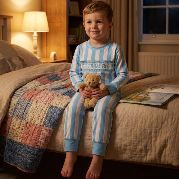 Smocked Birthday Boy Pj's (9M-5Yrs) Blue/White