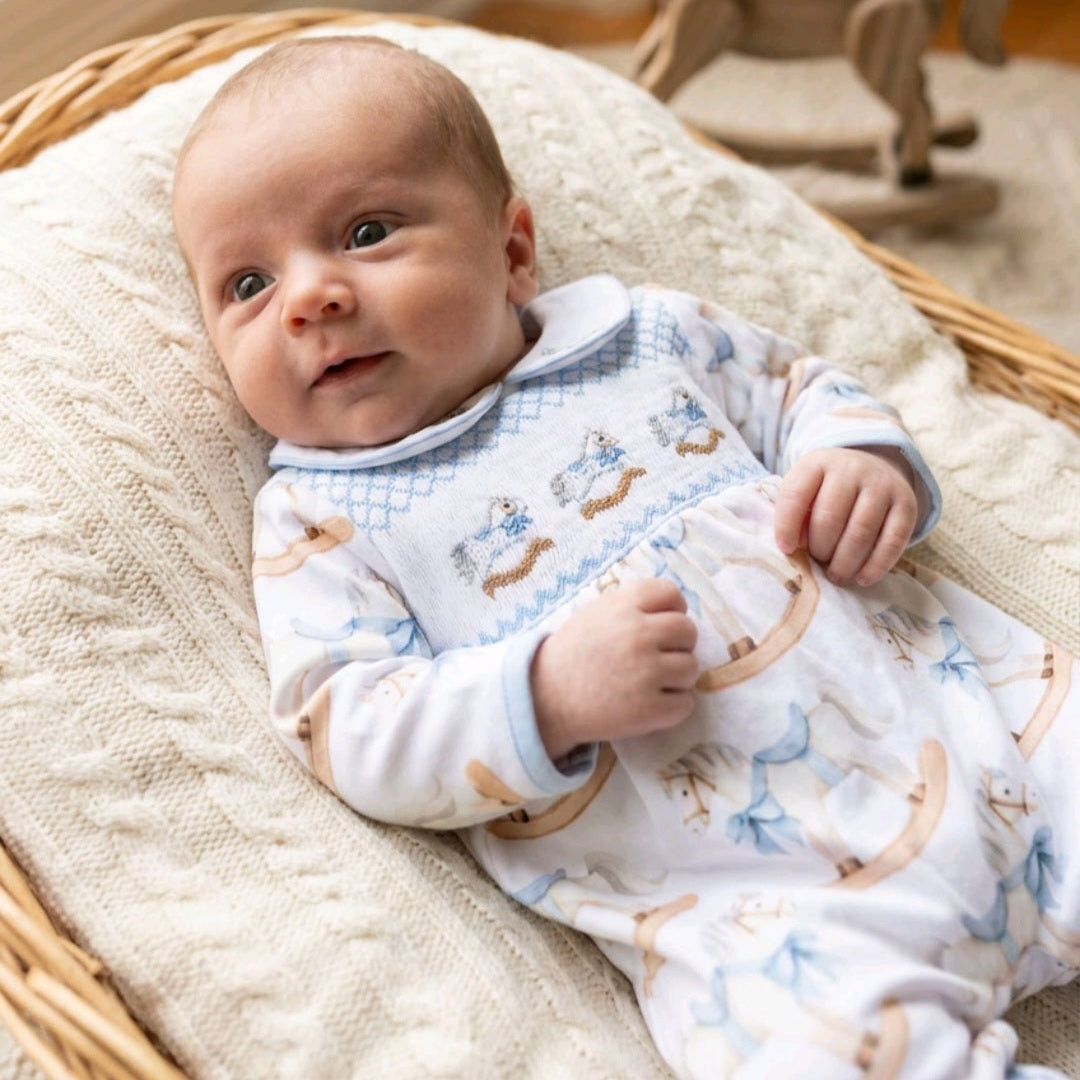 luxury smocked baby boys sleepsuits 