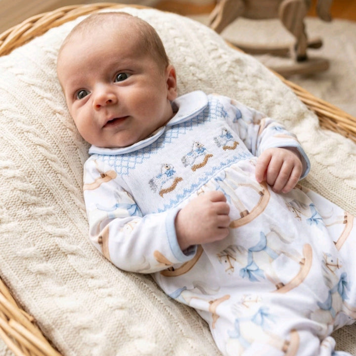 luxury smocked baby boys sleepsuits 