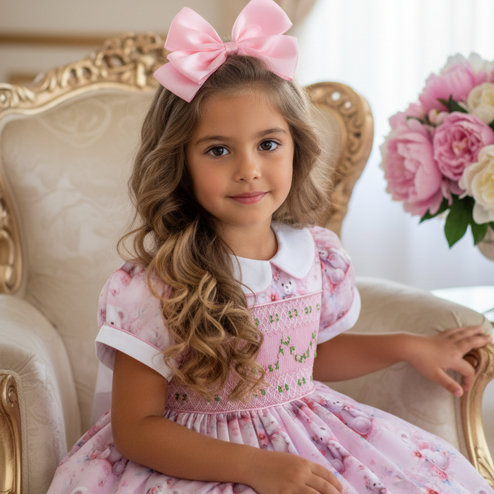 luxury girls smocked dress baby teddybear dresses