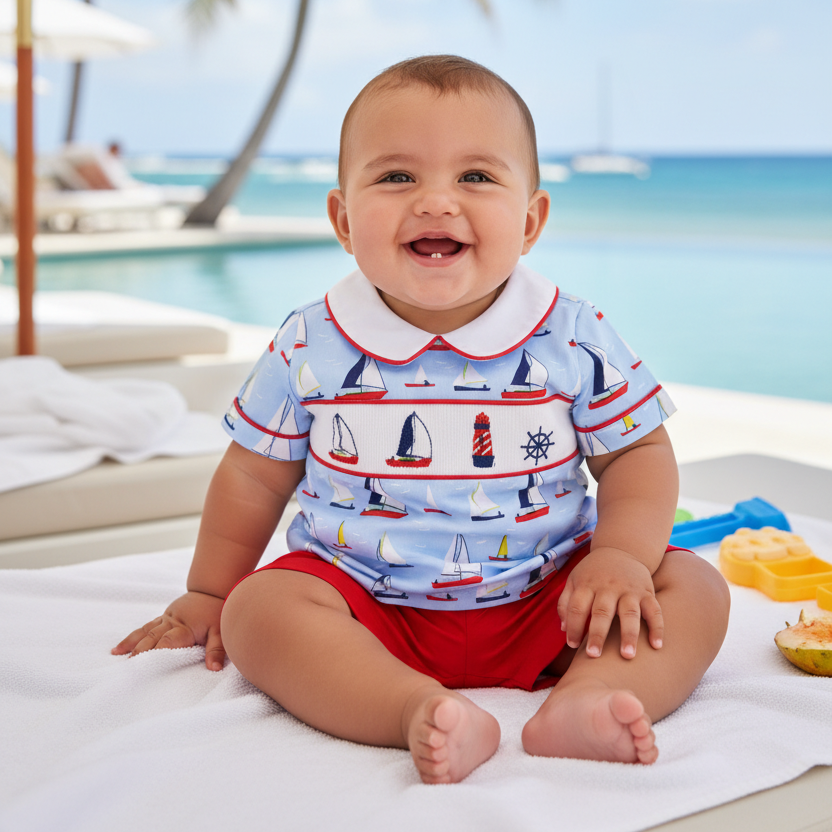 Ocean Baby Two Piece Smocked Nautical Set (6M-6Yrs)