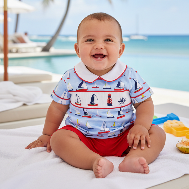 Ocean Baby Two Piece Smocked Nautical Set (6M-6Yrs)