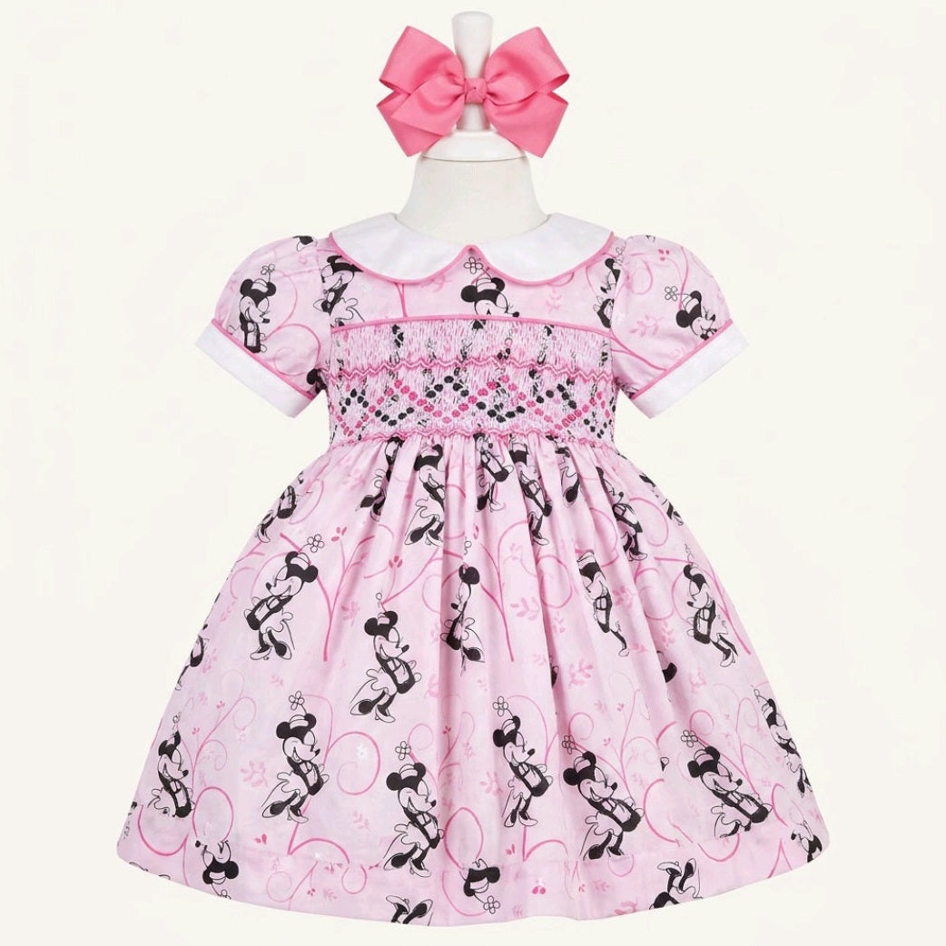 Ocean Baby Girls Pink Minnie Smocked Petticoat Layered Dress - (3M-8Yrs)