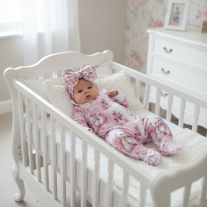 Baby Girl Pink Rose Smocked Sleepsuit | FD Luxury Children's Baby Girl Pink Rose Smocked Sleepsuit | FD Luxury Children's
