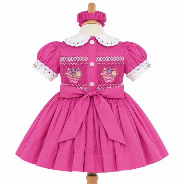 Ocean Baby Girls 'Raspberry Glaze' Sateen Smocked Petticoat Layered Dress (NB-10Yrs)