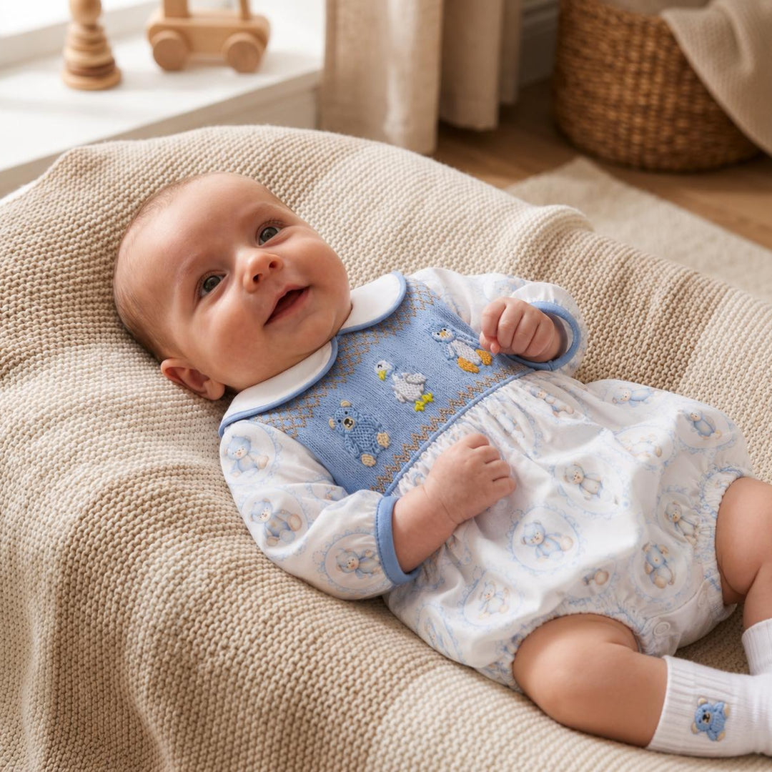 smocked baby boys romper newborn baby boy suit
