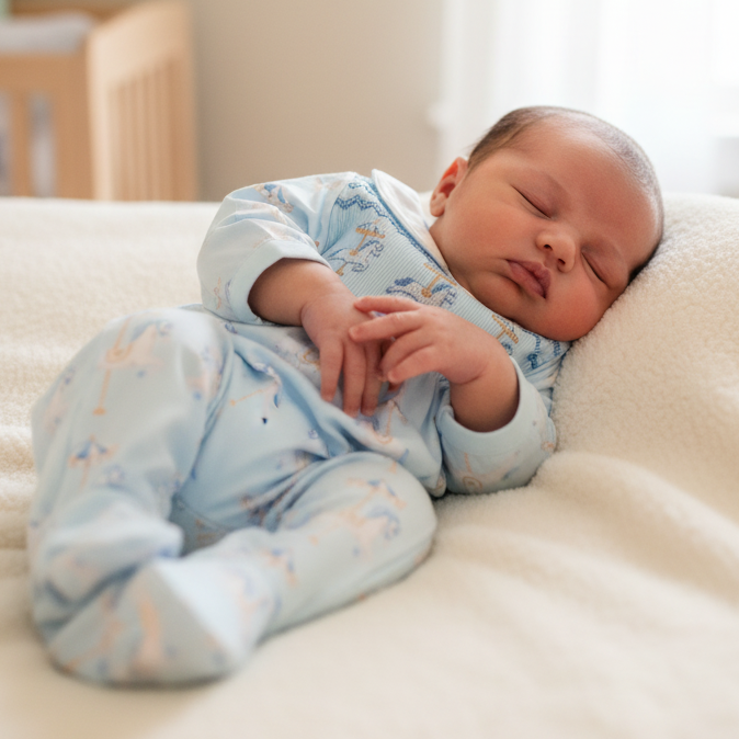 Ocean Baby Boys Smocked Pastel Carousel Sleepsuit (NB-18M)