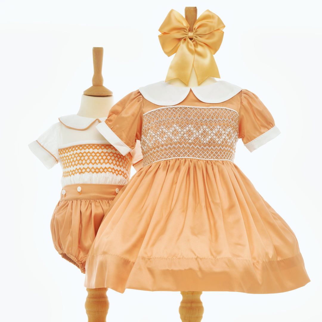 Ocean Baby Smocked Amber Gold Petticoat Layered Dress (NB-10Y)