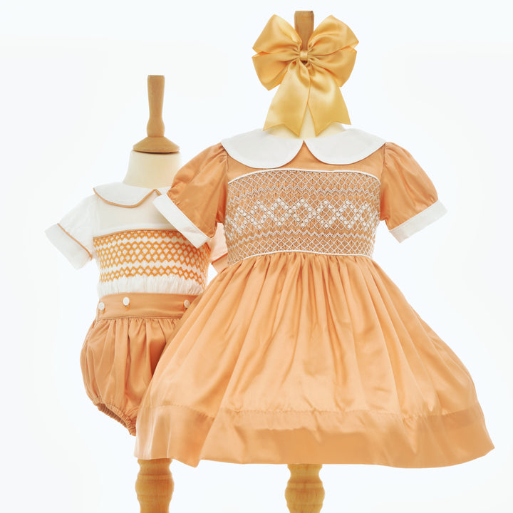Ocean Baby Smocked Amber Gold Petticoat Layered Dress (NB-10Y)