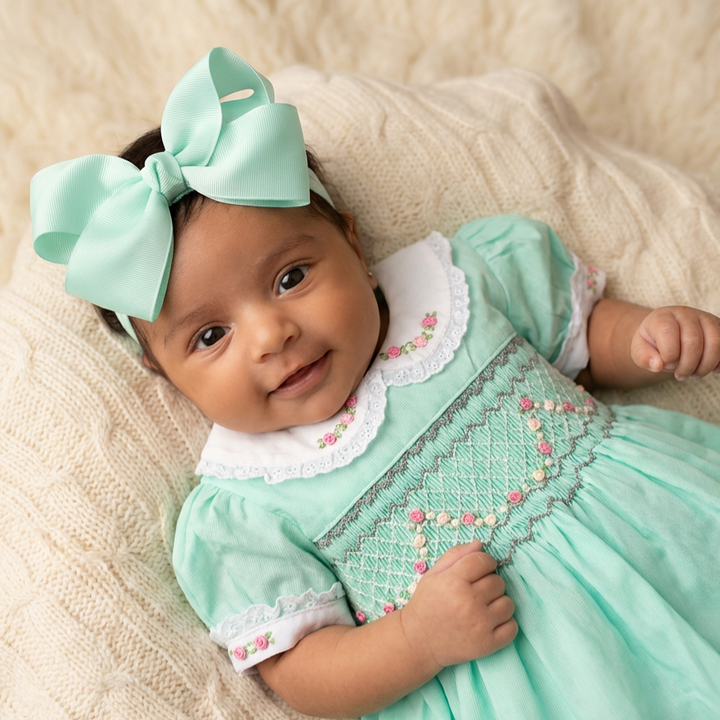 Ocean Baby Girls Mint Smocked Petticoat Layered Dress (NB-10Yrs)