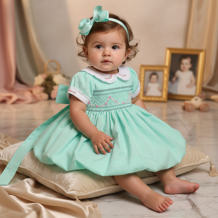 Ocean Baby Girls Mint Smocked Petticoat Layered Dress (NB-10Yrs)
