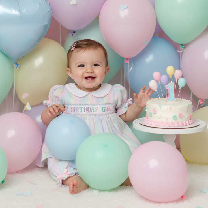 Smocked Birthday Girl's Cotton Pj's (9M-8Yrs)