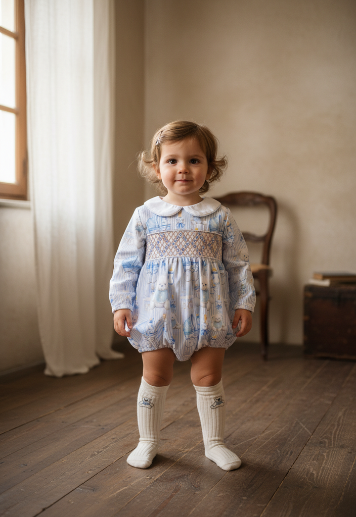 Ocean Baby Boys Baby Teddy Smocked Bubble Suit Set (NB-3Yrs)