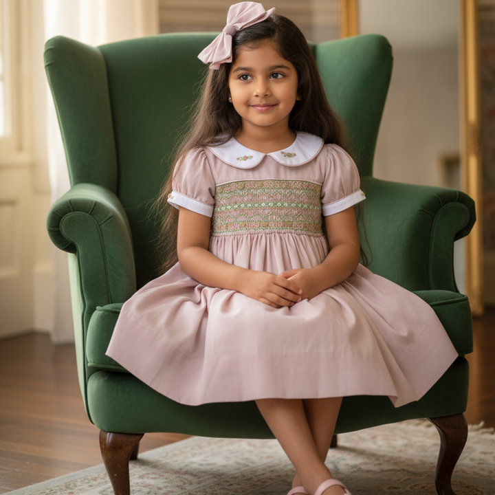 Ocean Baby Girls Creme Brulee Smocked Petticoat Layered Dress (NB-8Yrs)