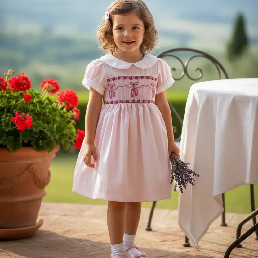 smocked pink baby dress