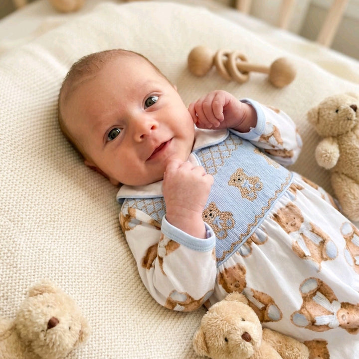 smocked baby boys sleepsuit sets