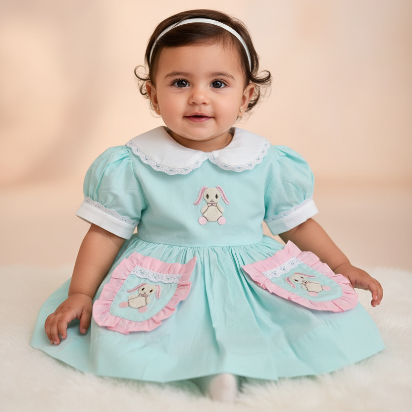 Ocean Baby 'My Little Mint Macaroon' Bunny Petticoat Layered Dress - (NB-12Yrs)