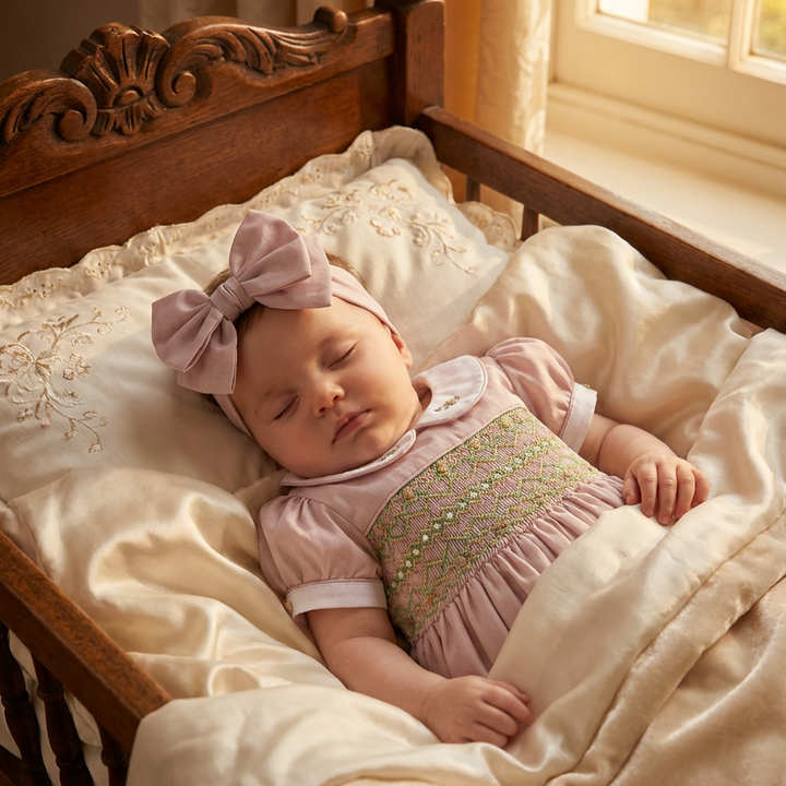Ocean Baby Girls Creme Brulee Smocked Petticoat Layered Dress (NB-8Yrs)