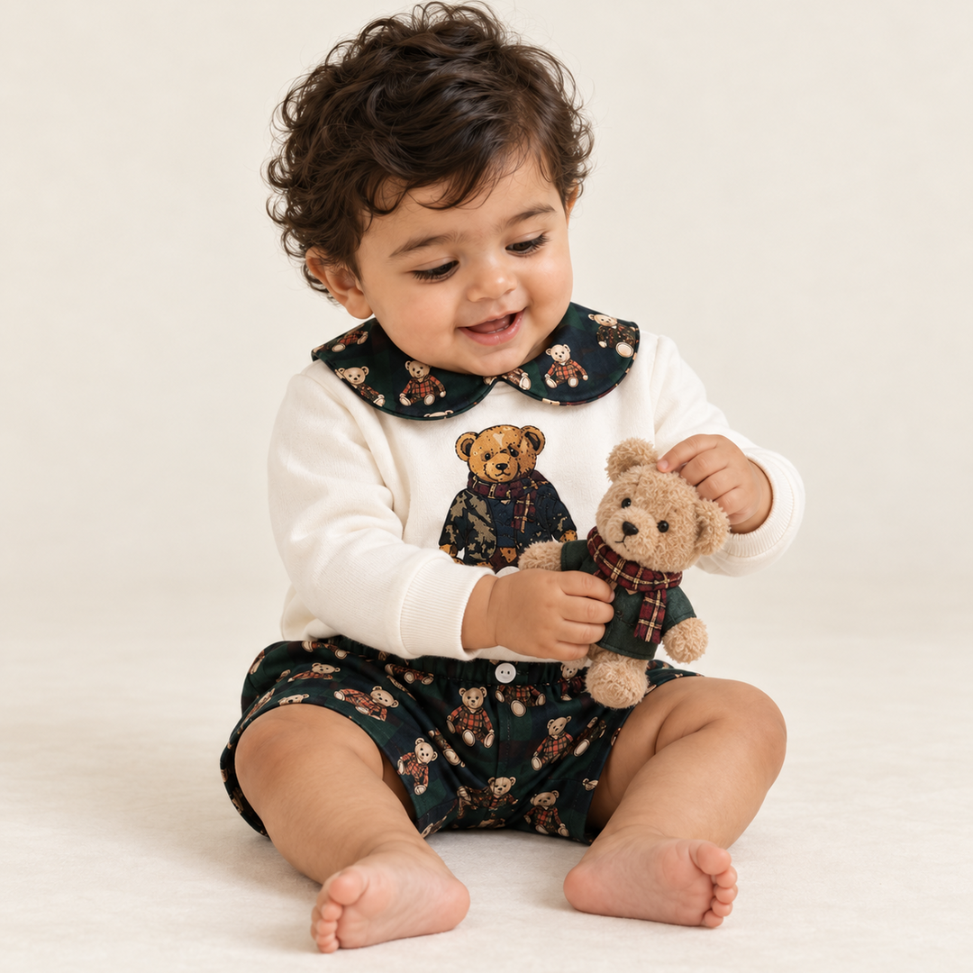 Ocean Baby Boys Heritage Trio Teddy Jumper & Shorts Set (6M-6Y)