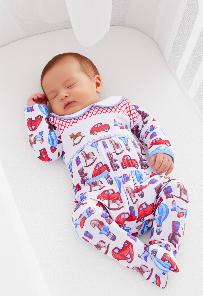 Ocean Baby Boys Smocked Vintage Toy Sleepsuit & Bib Set (NB-18M)