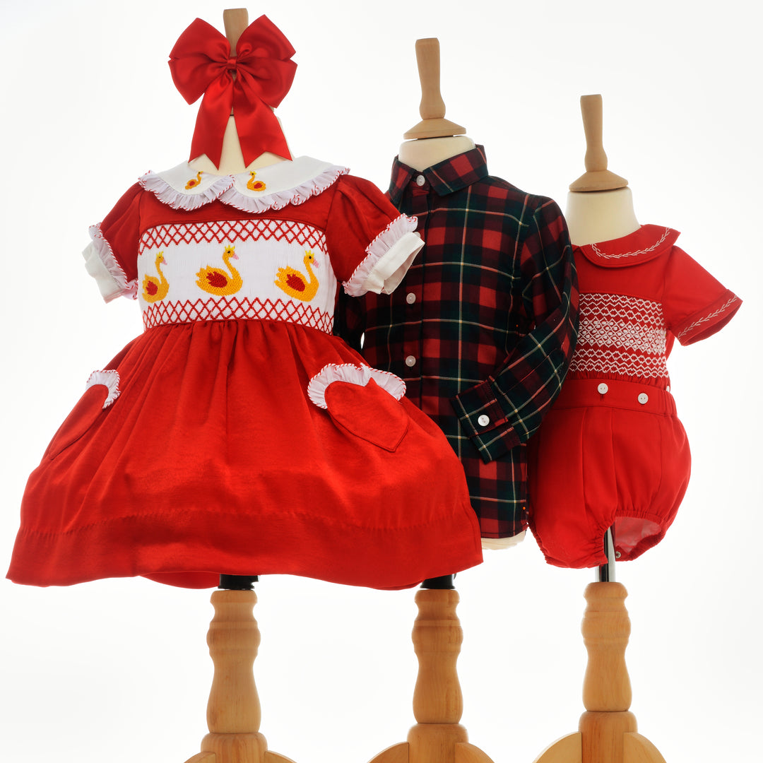 Ocean Baby Girls Exclusive Ruby Swan Lux Collection Satin Smocked Petticoat Layered Dress (NB-10Yrs)