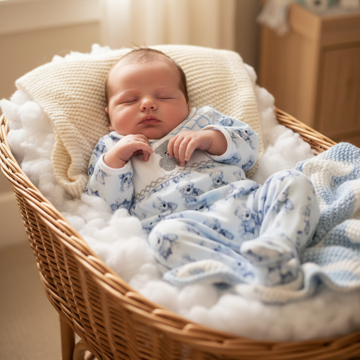 Ocean Baby Boys Blue Smocked Teddy Sleepsuit (NB-12M)