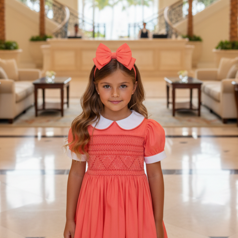 classic girls smocked dress orange girls dress