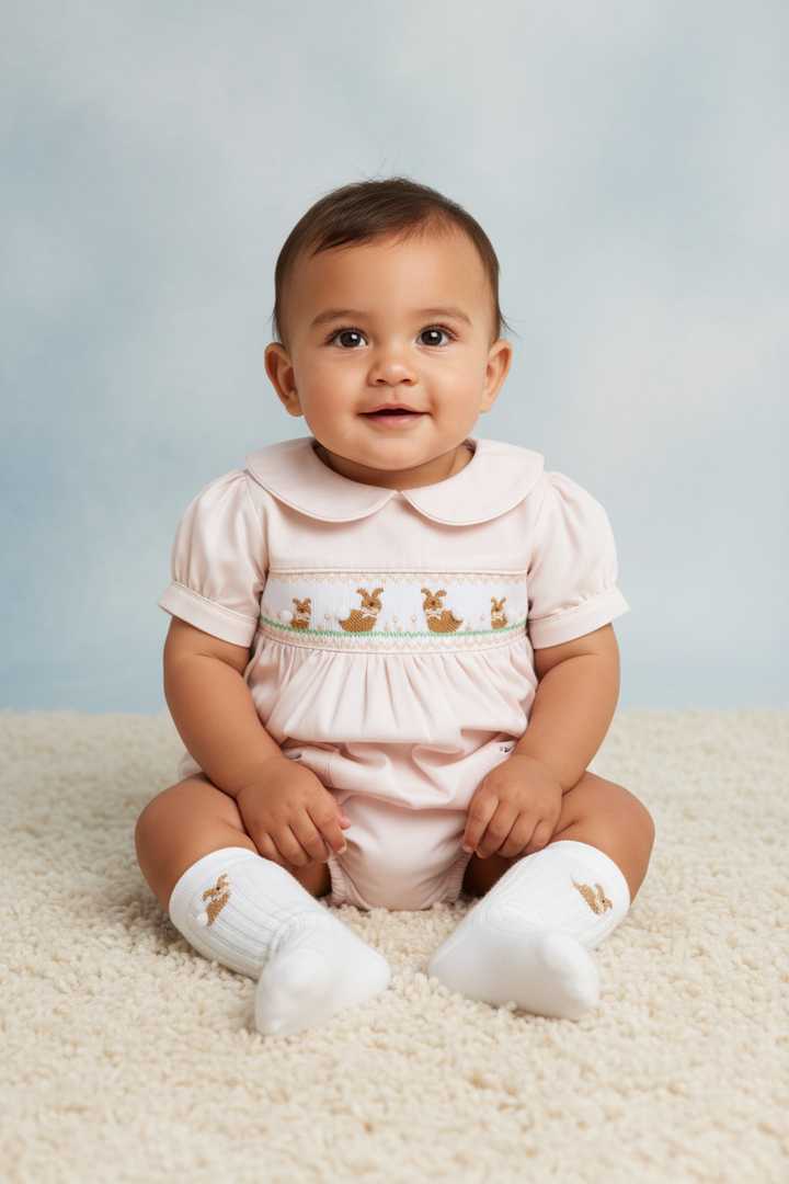 Ocean Baby Camel Smocked Bunny Outfit (NB-3Yrs)