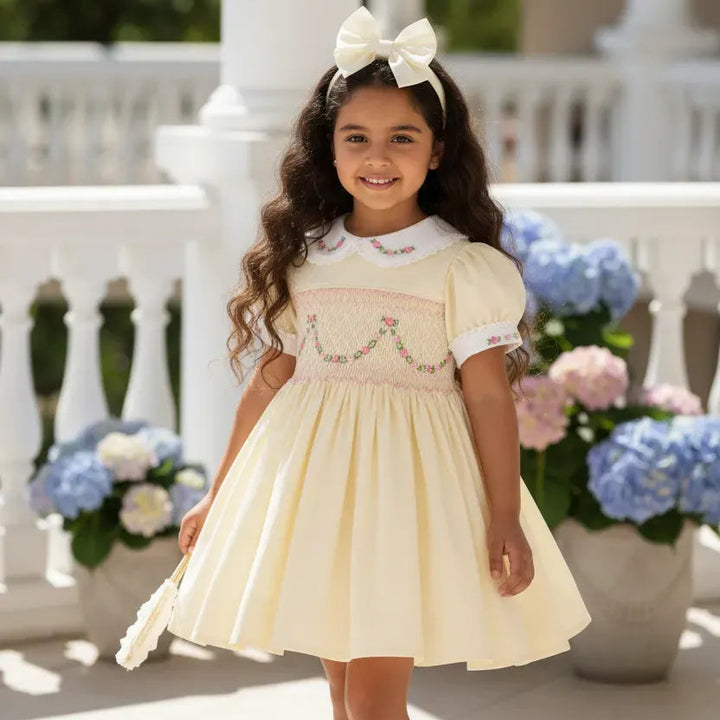 Ocean Baby Girls Buttercream Smocked Petticoat Layered Dress (NB-10Yrs)
