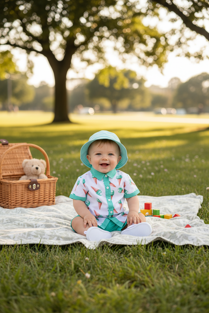 Ocean Baby Boys Mint Ice Cream Shirt (3M-10Yrs)