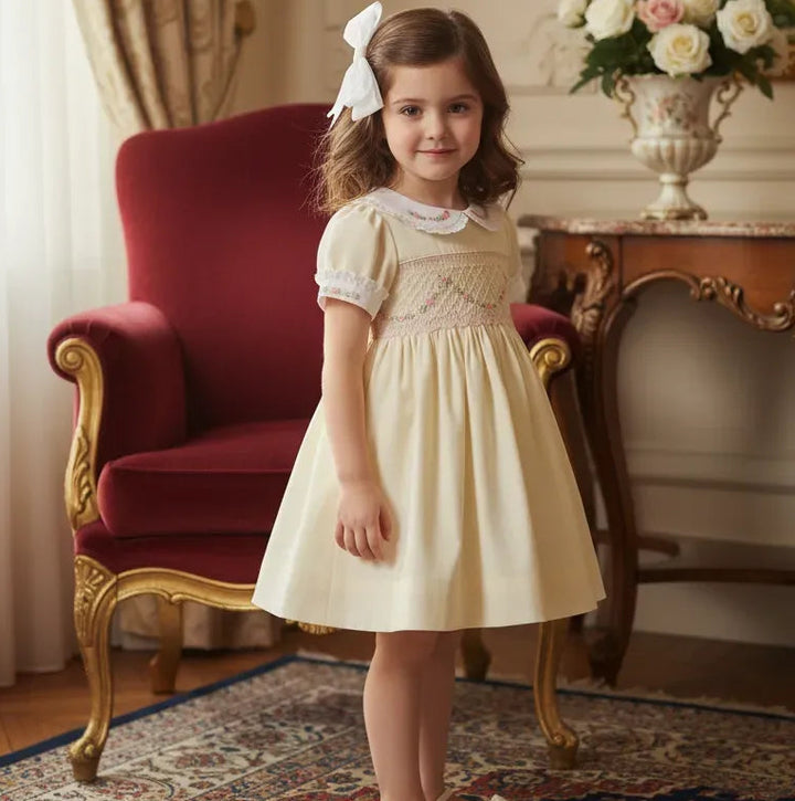 Ocean Baby Girls Buttercream Smocked Petticoat Layered Dress (NB-10Yrs)