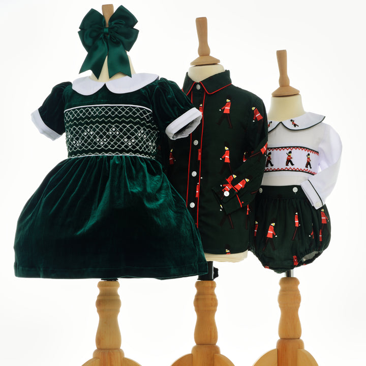 Ocean Baby Girls Emerald Velvet Smocked Petticoat Layered Dress (NB-10Yrs)
