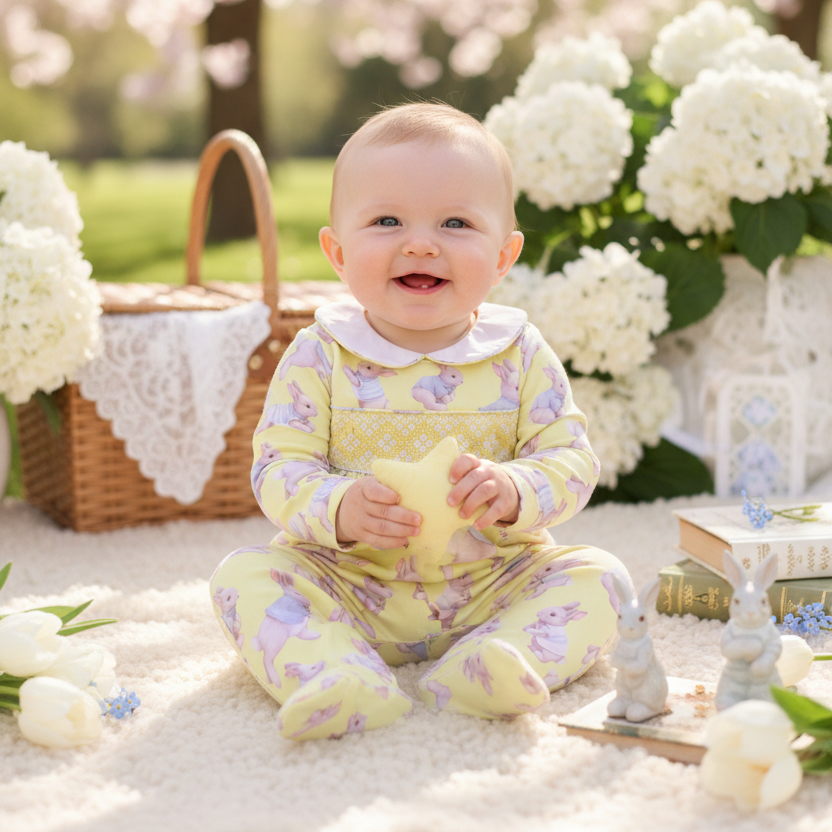 soft cotton baby boys sleepsuit gentle on newborn skin, lemon