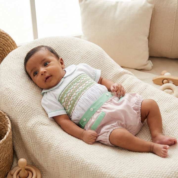 Ocean Baby Boys Smocked Creme Brulee Buster Suit (NB-3Yrs)