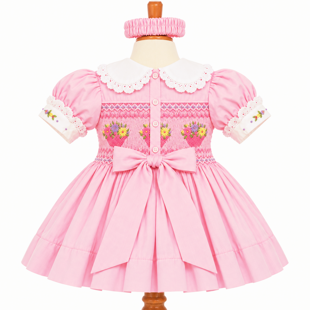 Ocean Baby Girls 'Lotus Basket Berry' Smocked Petticoat Layered Dress (NB-10Yrs)