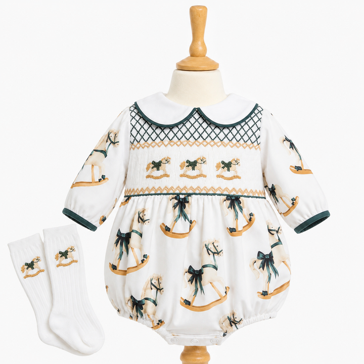 boys smocked bubble suit set